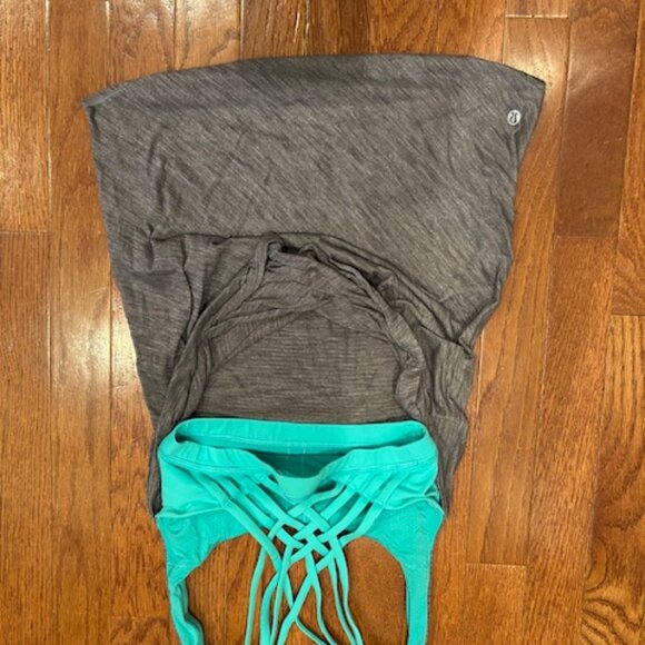 Lululemon Tank - size 2 gray with turquoise - Picture 2 of 2